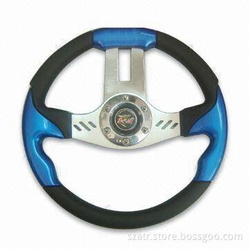 Blue Steering Wheel of 13-inch Diameter, Made of PU, Various Colors are Available